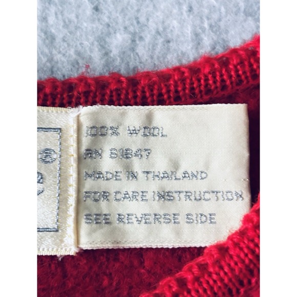 Vintage The Eagles Eye Size 10 Boiled Wool Red Cardigan Sweater Silver Buttons - Picture 8 of 14